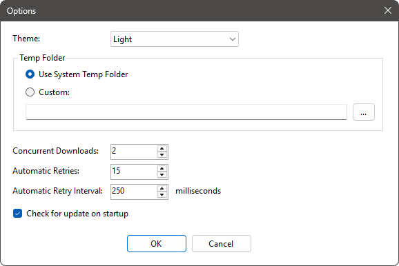 M3U8 Downloader Application Options