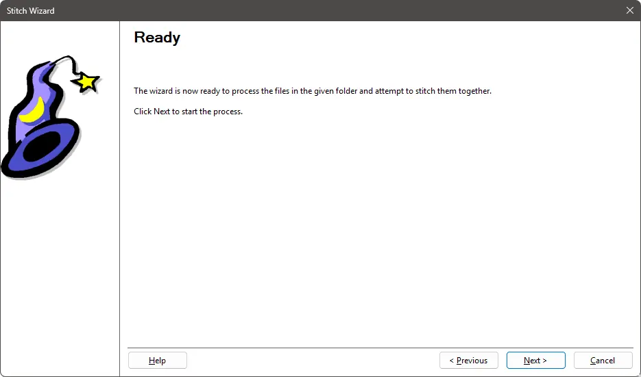 Stitching Wizard - Ready Page