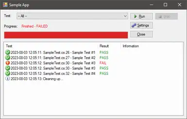 .NET Test Library Main Window